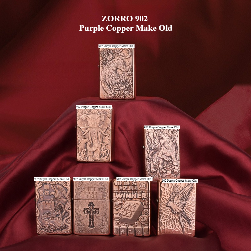Lighter Insert Zippo - ZORRO 902 Paarse Koperen Handgemaakte Exquise
