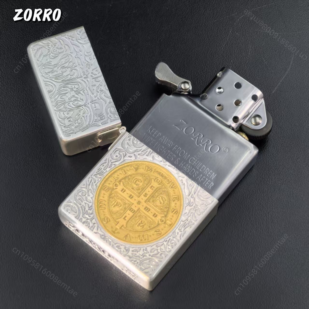 Lighter Insert Zippo - Zorro 906 Zilver Goud Tweekleurige Constantine
