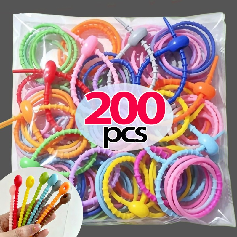 Cable Winder Keychain - 10/200 Stuks Siliconen Kabelbinders Veelkleurige Kabel