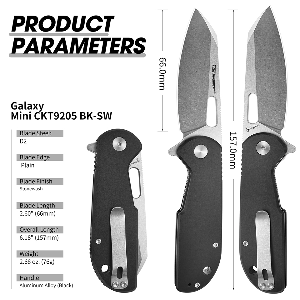 Edc Concealed Carry Knife - TONIFE Galaxy Mini CKT9205 zakmes met