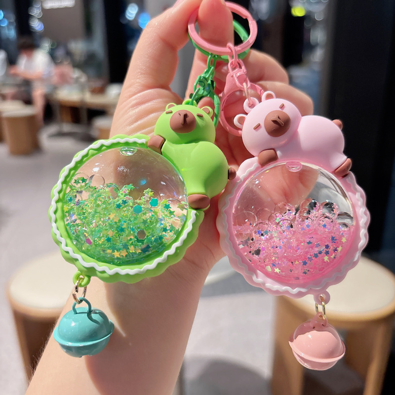 Carabiner Keychain - Creatieve Capibara Zandkunst Fles Sleutelhanger voor